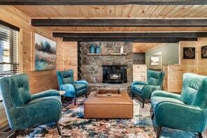 living room (wood burning fireplace)