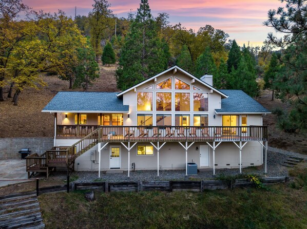 The expansive deck offers views, serving as a highlight of this property.