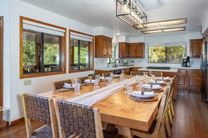 Restaurant-style experience without the rush at this custom table-seats 12 adult