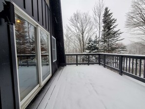 Deck with sliding door to living room