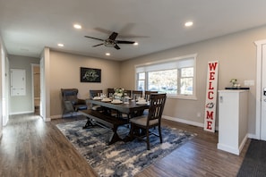 Dedicated dining space located in the upstairs living room.