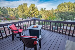 Deck With Fire Pit Off Of The Living Room