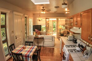 Kitchen and living room from loft