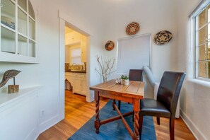 View of dining area with seating for two
