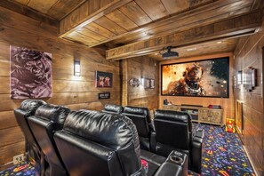Theater area with comfortable seating for 10