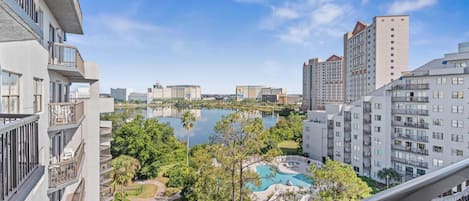 Lake and pool view from your balcony