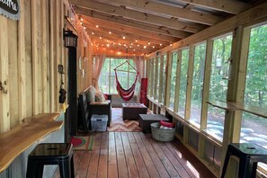 Enjoy the oversized deck at Plum Cozy