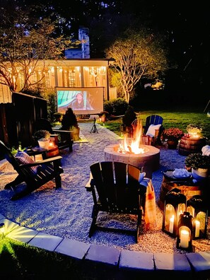Ask about our outdoor movie set up in front of the fire pit