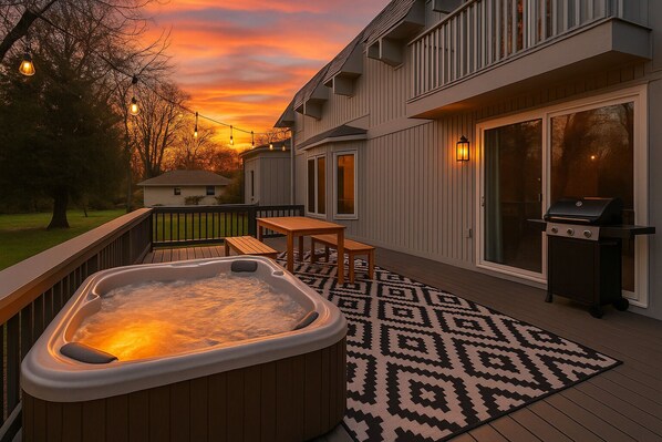 Enjoy deck space with BBQ grill, dining, and seasonal hot tub (Sept-Dec)