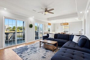 Living area with water view