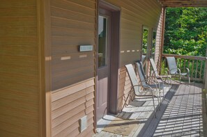 The lower level has an awesome balcony for taking in a sunrise or lounging after a day of adventure.