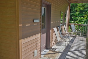 The lower level has an awesome balcony for taking in a sunrise or lounging after a day of adventure.