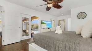 Master bedroom with pool view