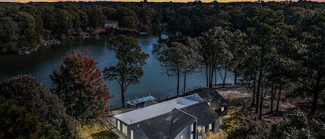 Aerial of home at sunset