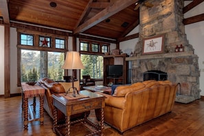 Indoors, Hardwood, Home Decor, Stained Wood, Fireplace
