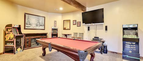 Lower level game room will keep guests entertained in the evenings!