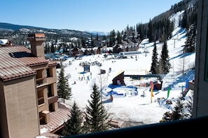 View of the slopes / main base area from the deck