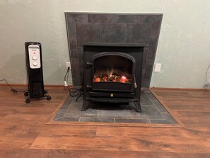 Artificial fireplace.