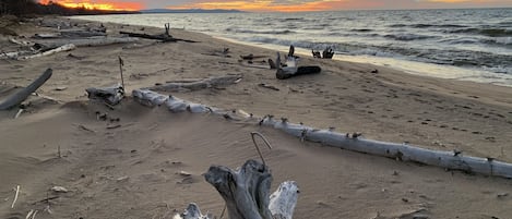 Beach with view of the Porcupine Mountains