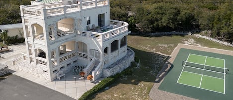 Aerial view of Sea Castle displaying amazing Pickleball Court!!