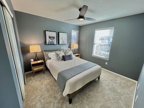 Bedroom 2 - queen bed, closet