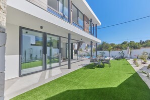 Lawn area and outdoor furniture