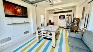 Experience the perfect blend of play, fitness, and entertainment in our versatile space. Whether you're gaming, working out, or enjoying a movie night, this room is your ultimate destination for fun and leisure.