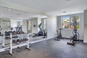 There is a 24 hour exercise room located on the first floor on the building #5 where the condo is located