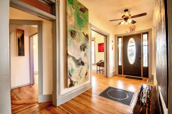 Art filled foyer 