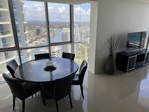 The dining area looking over the Nerang River and the Scenic Rim Hinterland. 