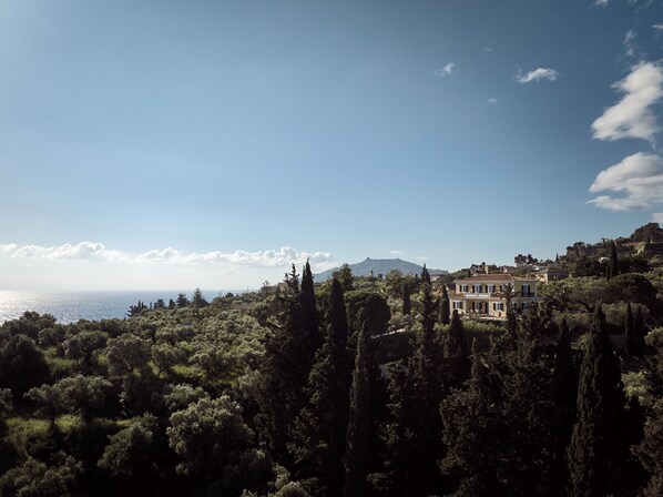 A gem, reigns sublime above Zakynthos Town, surrounded by deep green.