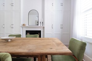 Dining room with a six-seater dining table