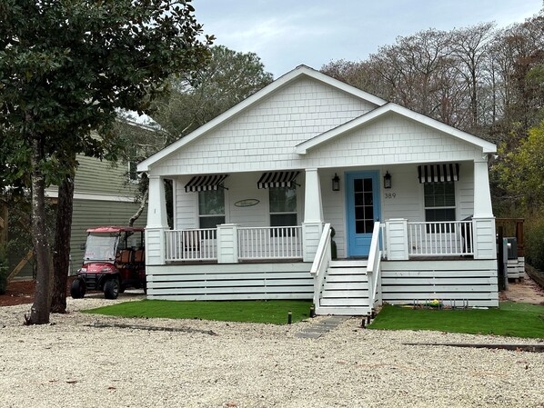 What you have here is a spacious and gorgeous beach bungalow. Stay, play, and beach! Cool off in the pool and take the golf cart to Seaside for dinner and shops. But, no matter what else happens just remember to shutupandbeach!