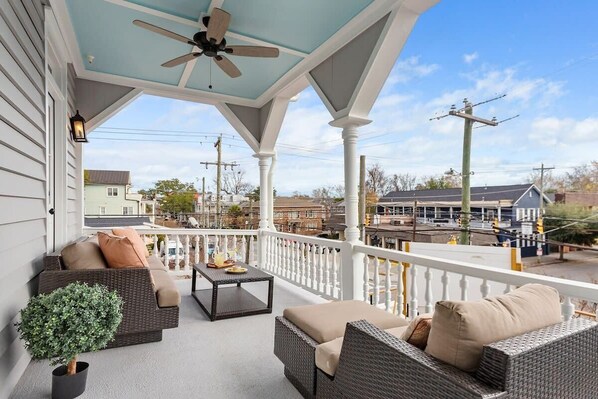 Welcome to your downtown Charleston rental! Spacious outdoor seating area for your group! 