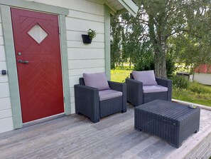 Comfy terrace with space for 2 people to relax and unwind in the sun