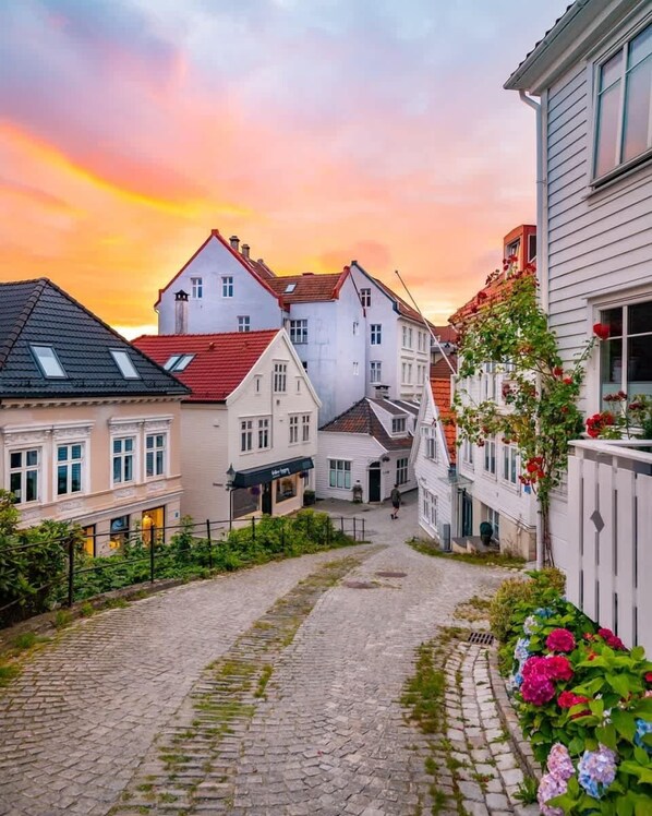 Welcome to Steinkjellersmauet - a wonderland in Bergen!

The house  is located on the right-hand side in the picture.