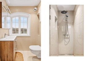 Badet er gjennomført i alle ledd, alt fra stilrent interiør til en regndusj du sent vil glemme. Noe annet du sent vil glemme - UTSIKTEN!