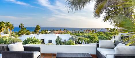 Ocean views from the inviting seating area