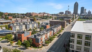 downtown skyline view and our corner townhome