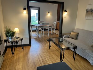 Living room into dining area