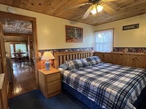 King bed in a cozy cottage