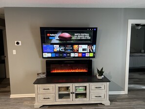 SMart TV and electric fireplace