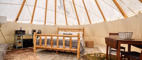 King bed in tipi