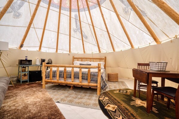 King bed in tipi