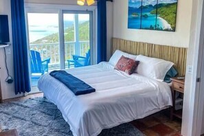 King bed with bamboo theme, 40" Samsung Smart TV, Private Balcony Access