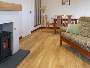 Living area with gas coal effect woodburner  | Barr Beithe Lower, Dalmally