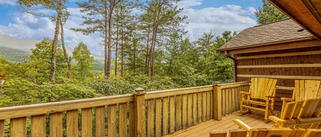 Deck view at Cubs' Crib, a 3 bedroom cabin rental located in Gatlinburg