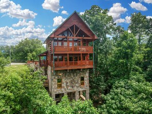 Back exterior view at Eagle's Sunrise, a 2 bedroom cabin rental located in Pigeon Forge