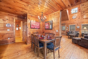 Dining room table for six at Moonshine Memories, a 2 bedroom cabin rental located in Gatlinburg