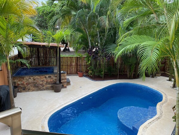 Pool and heated jacuzzi